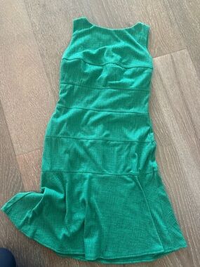 Enfocus Studio Bright Green Textured Fit-and-Flare Dress